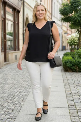 Černá halenka s volánkovými rukávy