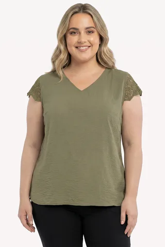 Khaki halenka s krajkou
