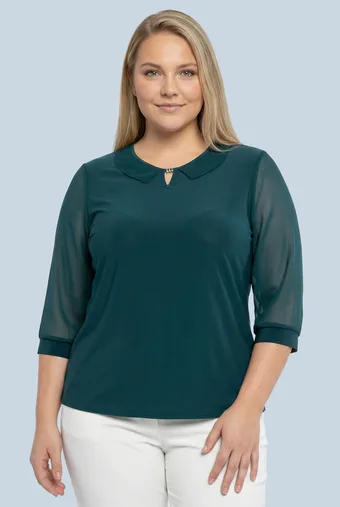 Zelená halenka s šifonovými rukávy