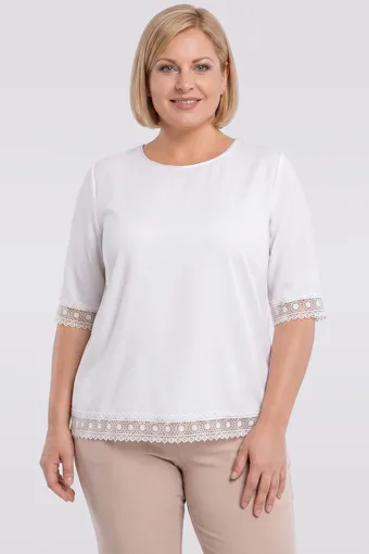 Modrá halenka se vzorem listů
