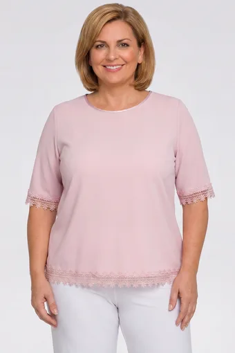 Tmavě modrá halenka s krajkou
