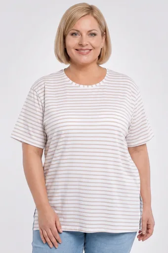 Bílá halenka s tmavě modrými pásky