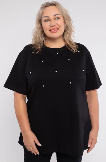 Černá tunika bílé geometrické vzory