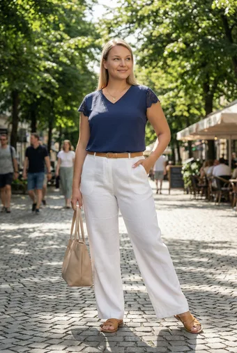 Tmavě modrá halenka s krajkou