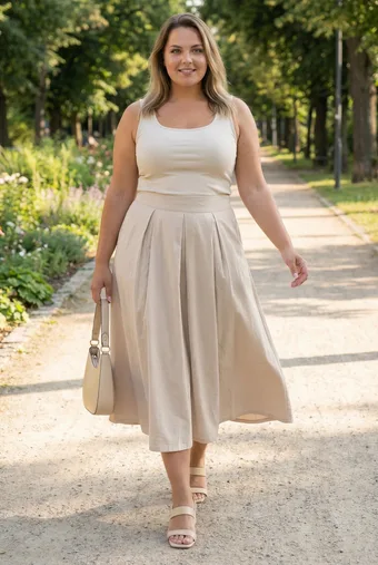 Béžová sukně s kapsami
