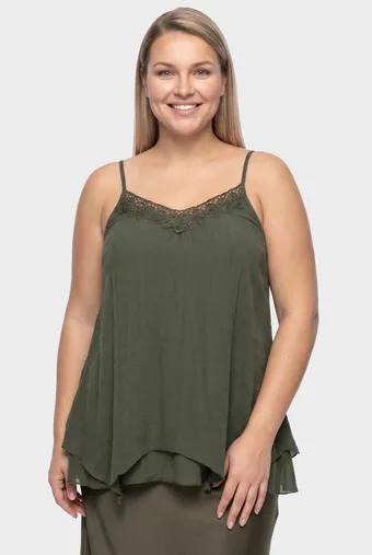 Khaki top s ramínky